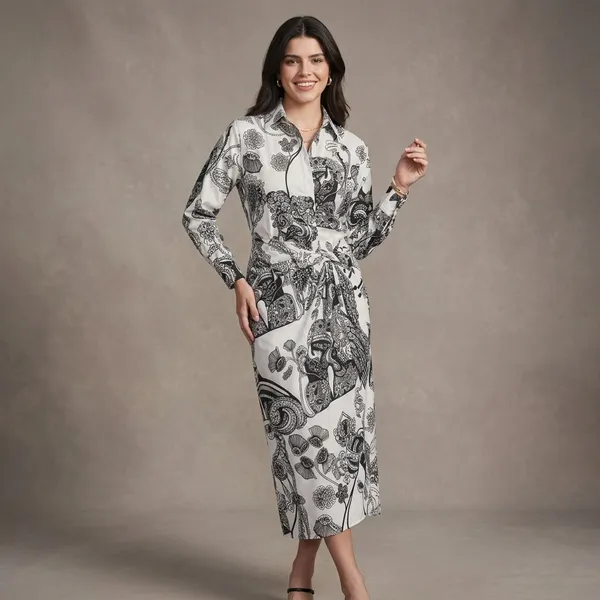 Printed_Shirt_With_Front_Twist_Skirt_Co-Ord_Set