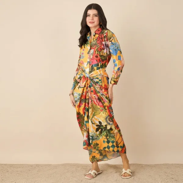 Printed_Shirt_With_Front_Twist_Skirt_Co-Ord_Set