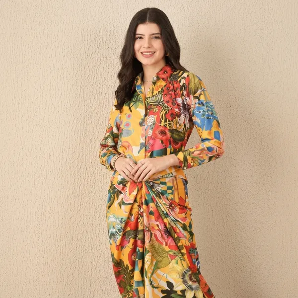 Printed_Shirt_With_Front_Twist_Skirt_Co-Ord_Set