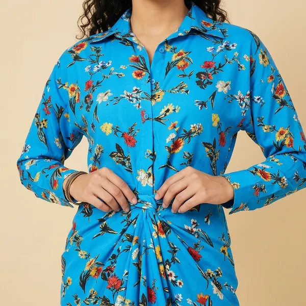 Printed_Shirt_With_Front_Twist_Skirt_Co-Ord_Set