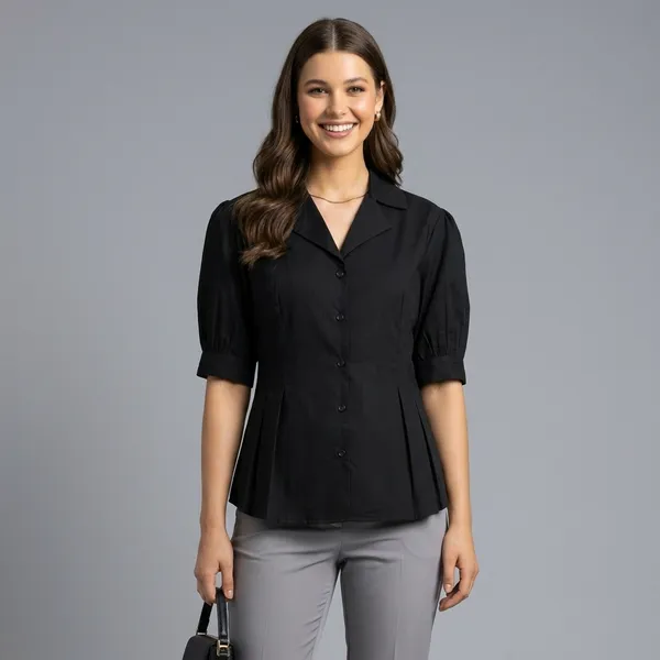 Puff_Sleeve_Pure_Cotton_Pleated_Shirt