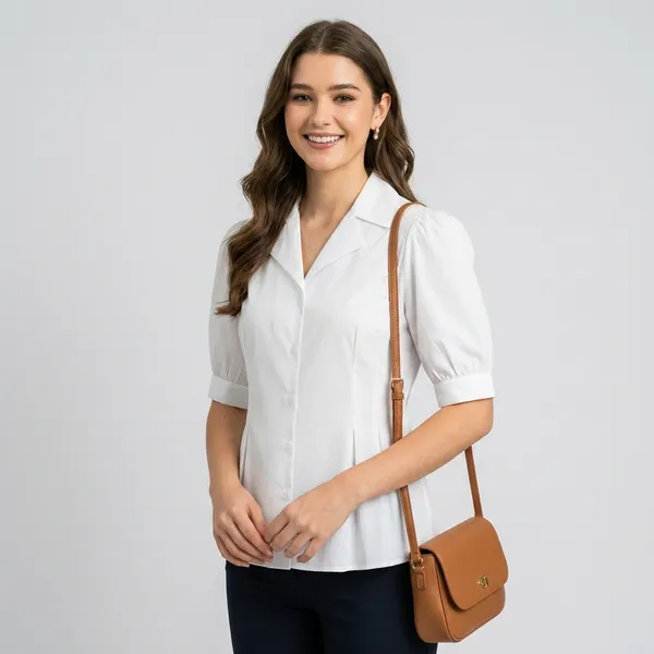 Puff_Sleeve_Pure_Cotton_Pleated_Shirt