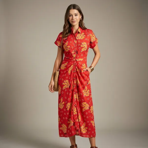 Pure_Cotton_Cinched-Line_Midi_Dress