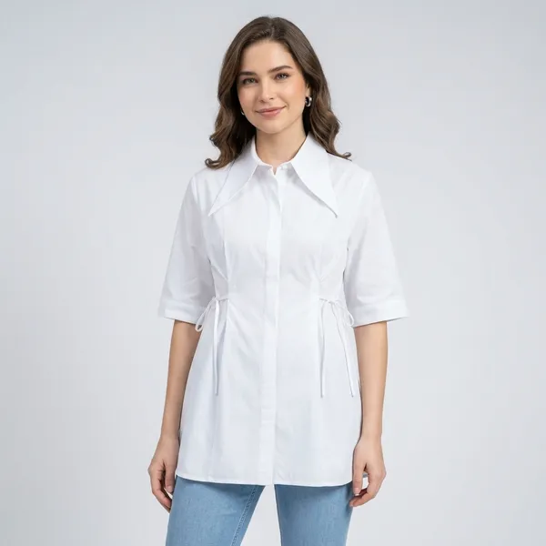 Pure_Cotton_Cinched_Waist_Collared_Shirt