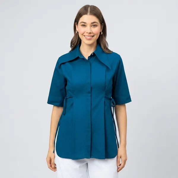 Pure_Cotton_Cinched_Waist_Collared_Shirt