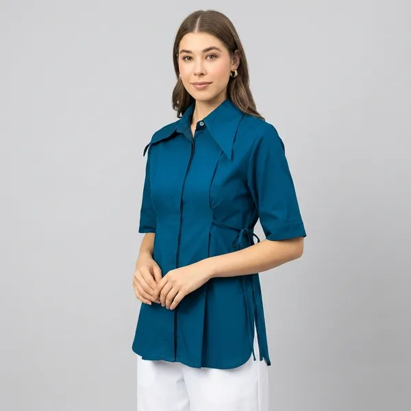 Pure_Cotton_Cinched_Waist_Collared_Shirt