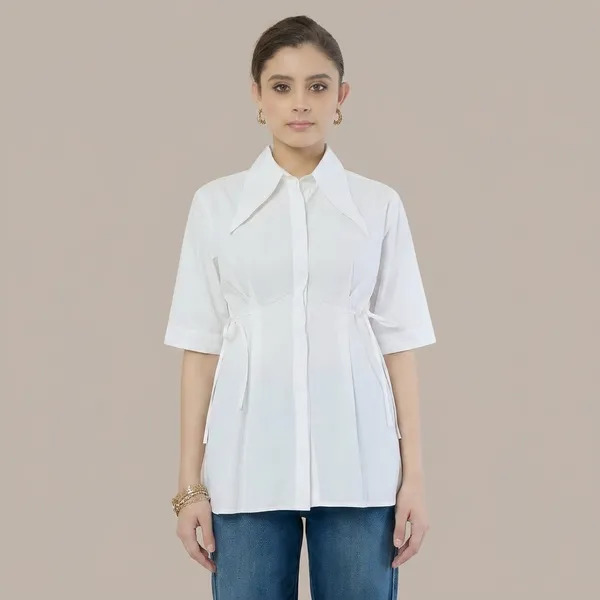Pure_Cotton_Cinched_Waist_Collared_Shirt