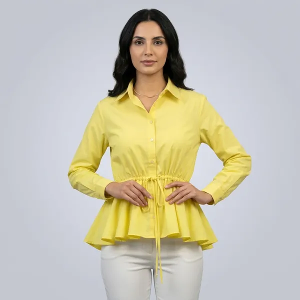 Pure_Cotton_Drawstring_Peplum_Shirt