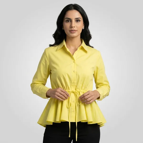 Pure_Cotton_Drawstring_Peplum_Shirt
