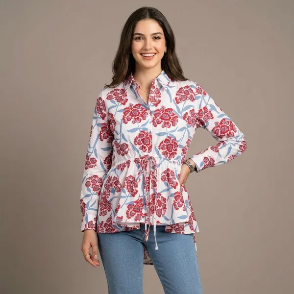 Pure_Cotton_Drawstring_Peplum_Shirt