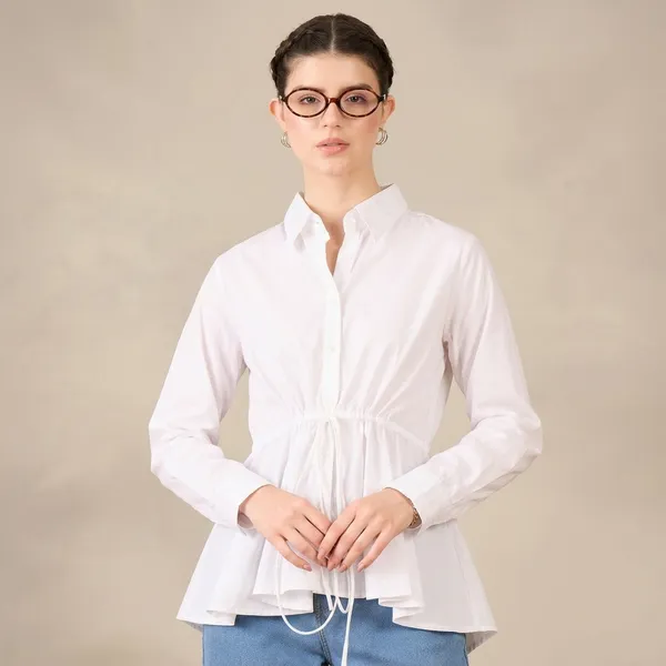 Pure_Cotton_Drawstring_Peplum_Shirt