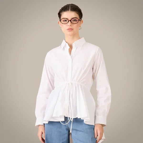 Pure_Cotton_Drawstring_Peplum_Shirt