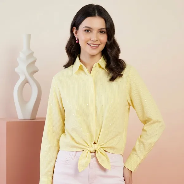 Pure_Cotton_Tie-Up_Sequinned_Shirt