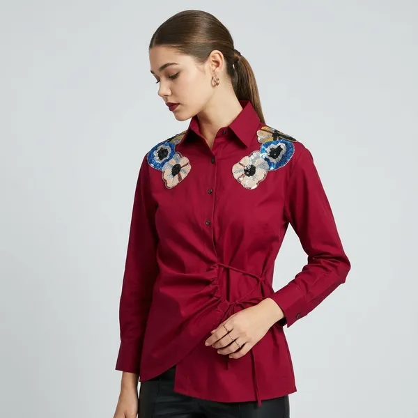 Pure_Cotton_Tie-Up_Sequinned_Shirt