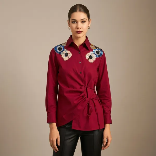 Pure_Cotton_Tie-Up_Sequinned_Shirt