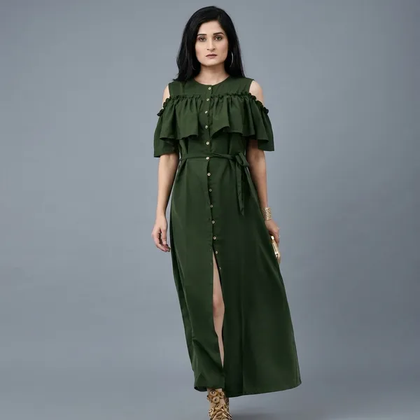 Ruffled_Buttoned_Cold_Shoulder_Maxi_Dress