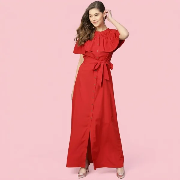Ruffled_Buttoned_Cold_Shoulder_Maxi_Dress