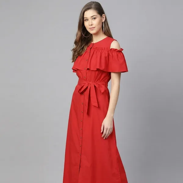 Ruffled_Buttoned_Cold_Shoulder_Maxi_Dress