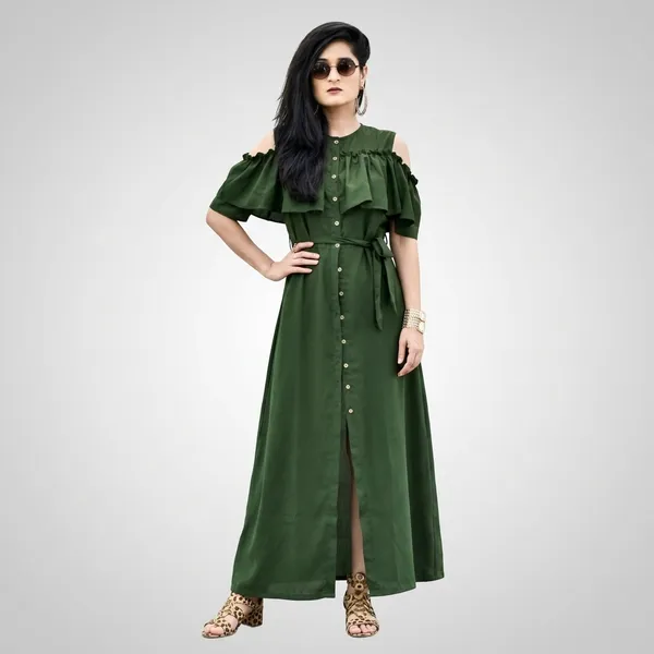 Ruffled_Buttoned_Cold_Shoulder_Maxi_Dress