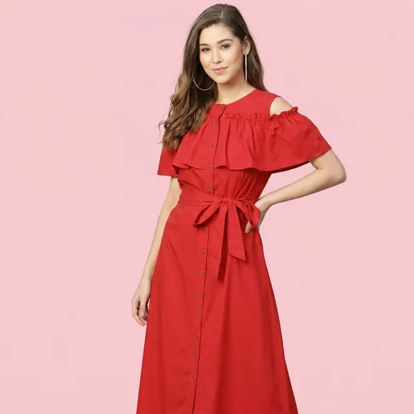 Ruffled_Buttoned_Cold_Shoulder_Maxi_Dress