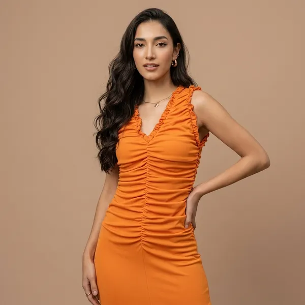 Stretchable_Ruffled_Midi_Dress