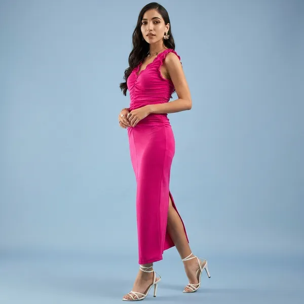 Stretchable_Ruffled_Midi_Dress