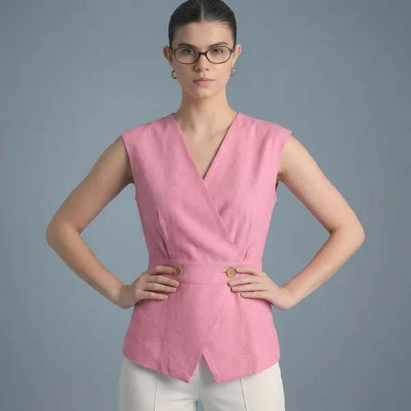 Sleeveless_Pure_Linen_Wrap_Vest