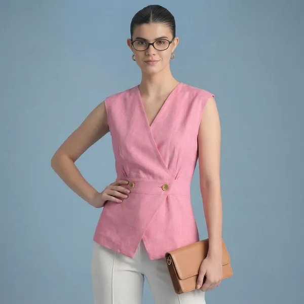 Sleeveless_Pure_Linen_Wrap_Vest