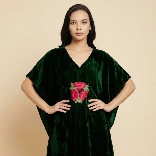 Stretchable_Velvet_Kaftan_With_Floral_Embroidery