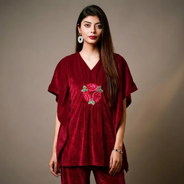 Stretchable_Velvet_Kaftan_With_Floral_Embroidery