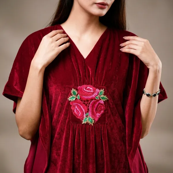 Stretchable_Velvet_Kaftan_With_Floral_Embroidery