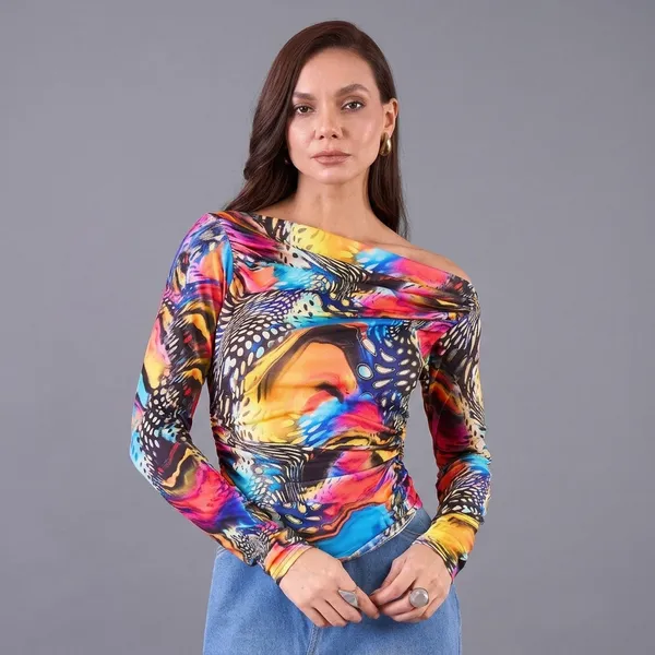 Stretchable_Asymmetrical_Ruched_Top