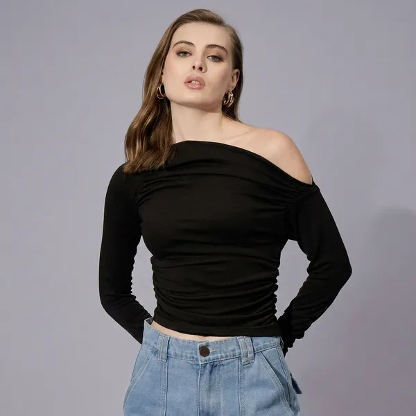 Stretchable_Asymmetrical_Ruched_Top