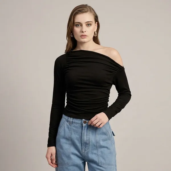 Stretchable_Asymmetrical_Ruched_Top