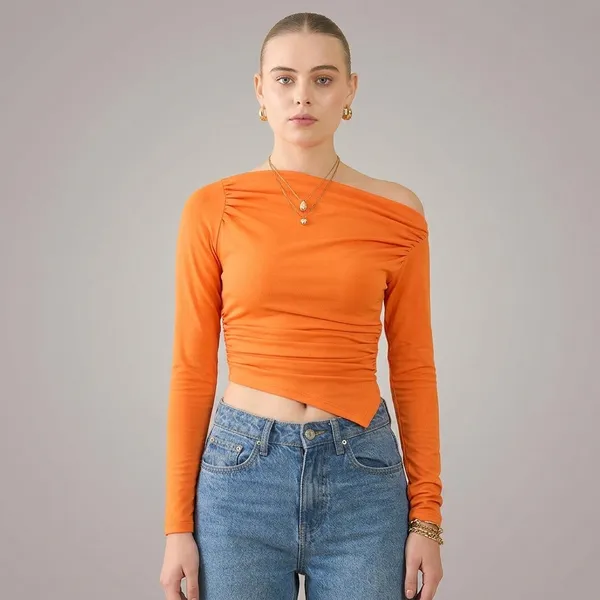 Stretchable_Asymmetrical_Ruched_Top