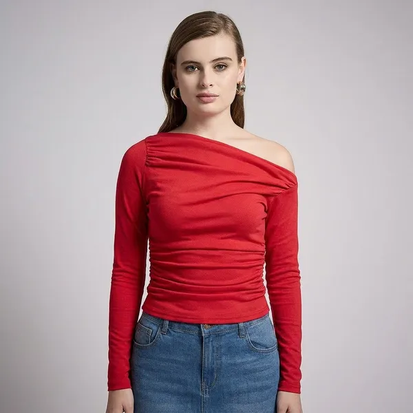 Stretchable_Asymmetrical_Ruched_Top