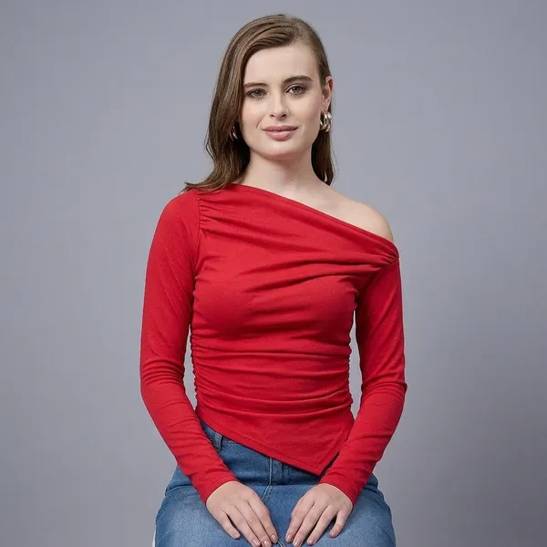 Stretchable_Asymmetrical_Ruched_Top