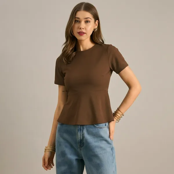 Stretchable_Half_Sleeve_Peplum_Top