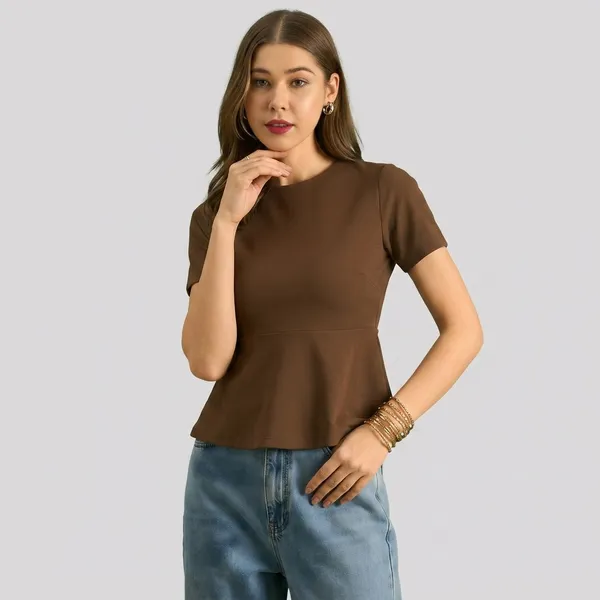 Stretchable_Half_Sleeve_Peplum_Top