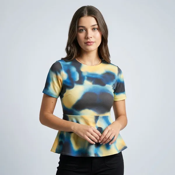 Stretchable_Half_Sleeve_Peplum_Top