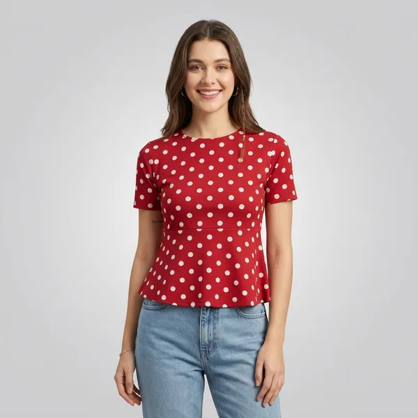Stretchable_Half_Sleeve_Peplum_Top