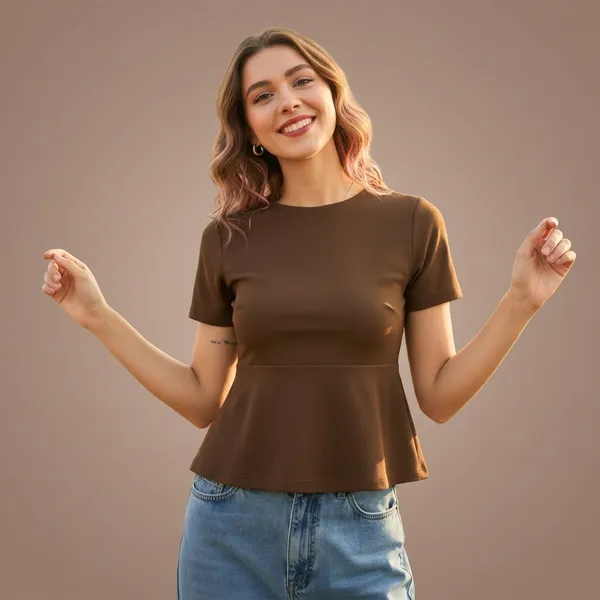 Stretchable_Half_Sleeve_Peplum_Top