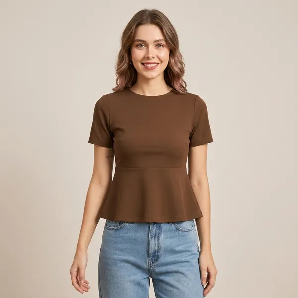 Stretchable_Half_Sleeve_Peplum_Top