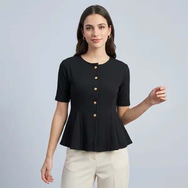 Stretchable_Ribbed_Flared_Peplum_Top
