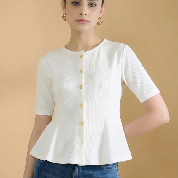 Stretchable_Ribbed_Flared_Peplum_Top