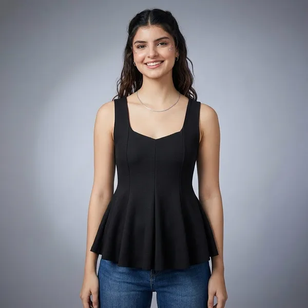 Stretchable_Ribbed_Peplum_Top