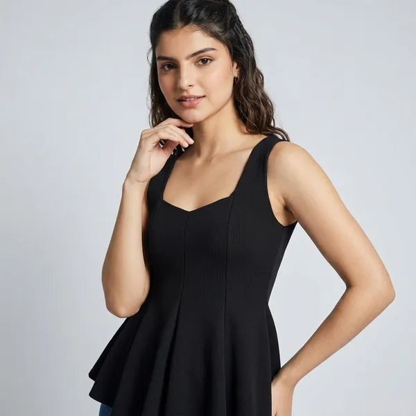 Stretchable_Ribbed_Peplum_Top