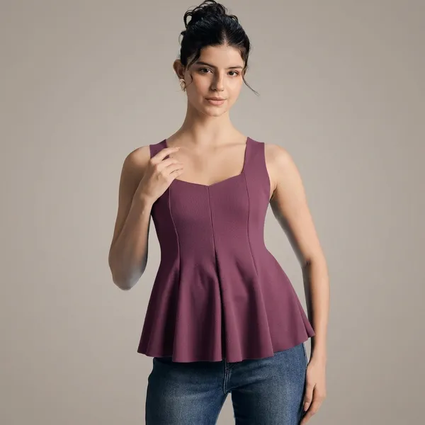 Stretchable_Ribbed_Peplum_Top