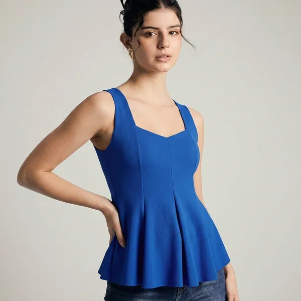 Stretchable_Ribbed_Peplum_Top