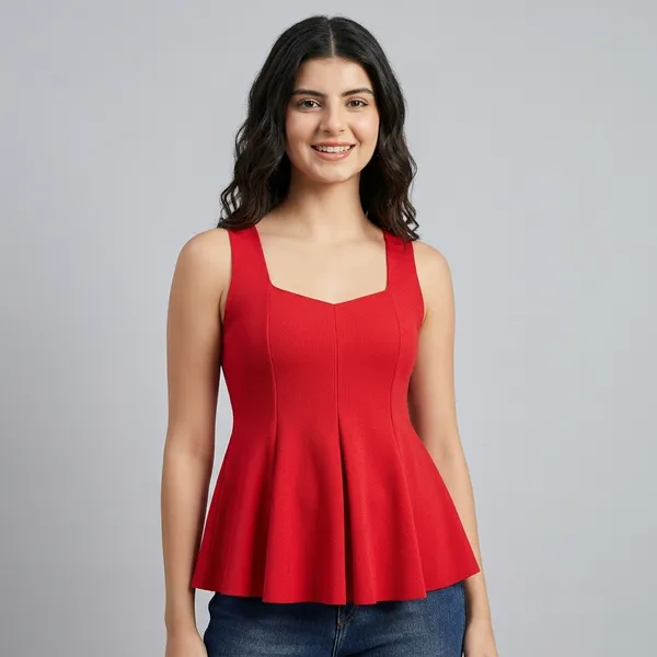 Stretchable_Ribbed_Peplum_Top